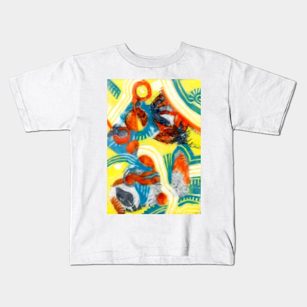 Encaustic Abstract 001 Kids T-Shirt by Heatherian